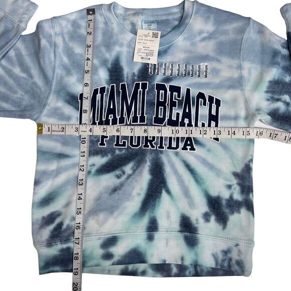 dreamsicle Kids Sweatshirt Tie Dye Miami Beach Logo Blue White Aqua Kids Medium - Picture 5 of 11